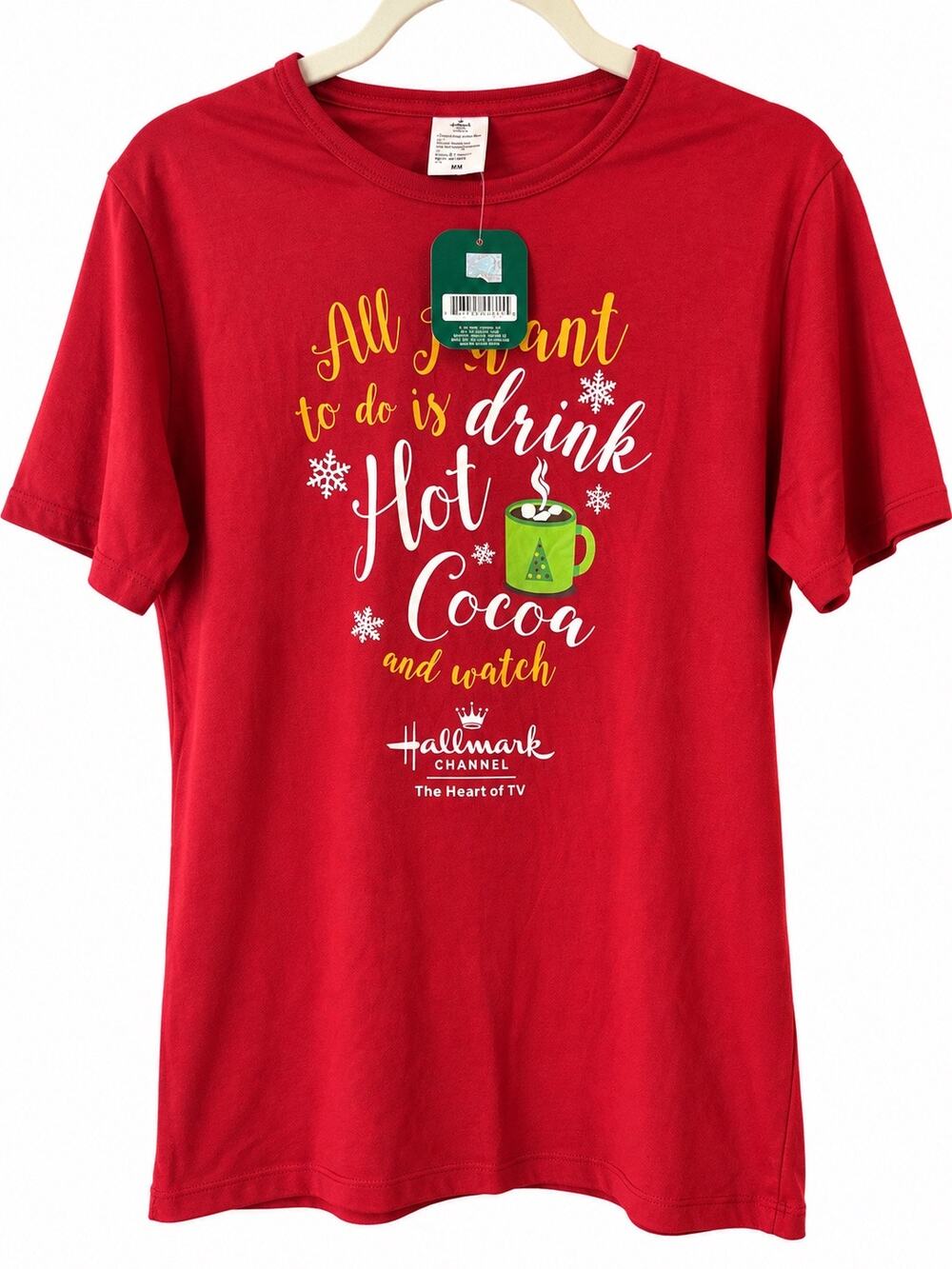 Hallmark Channel T Shirt Womens M Red Hot Cocoa Christmas Movie Graphic Tee NWT